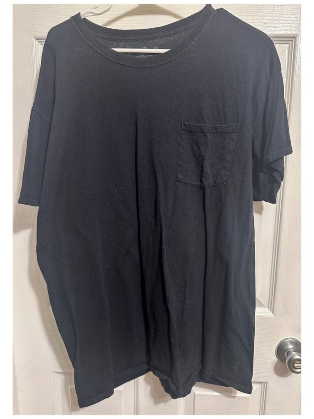 Fruit of the Loom Men's Pocket Tee T Shirt Black 100% Cotton Size 2XL XXL